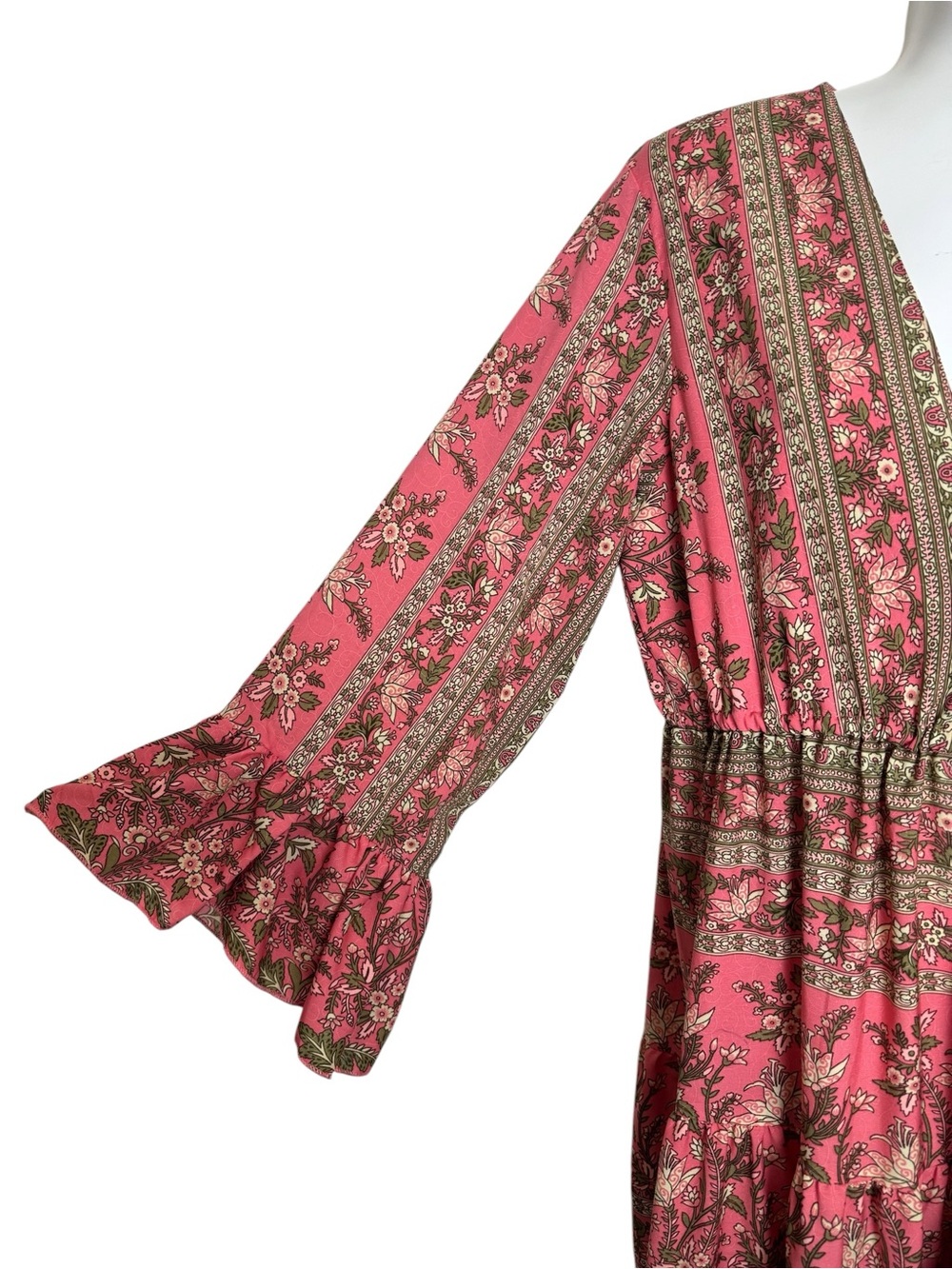 Anthropologie Boemo Boho Chic Ruffle Sleeve Tie Chest Maxi Dress - Picture 5 of 8